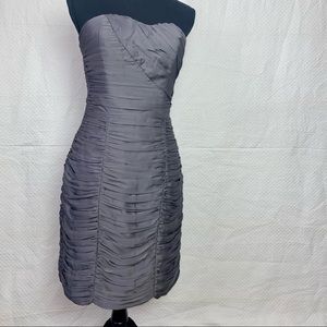 Vintage SilverStraplessRuched Black Tie/Prom Dress